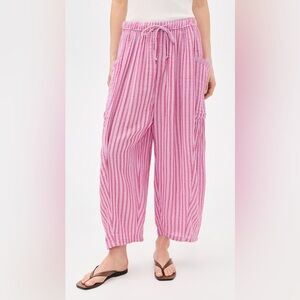 NWT Free People Quinn Striped Pants Strawberry Combo